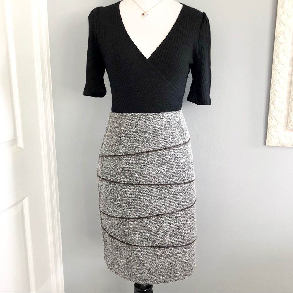 Tribal Gray Zipper Accent Pencil Skirt